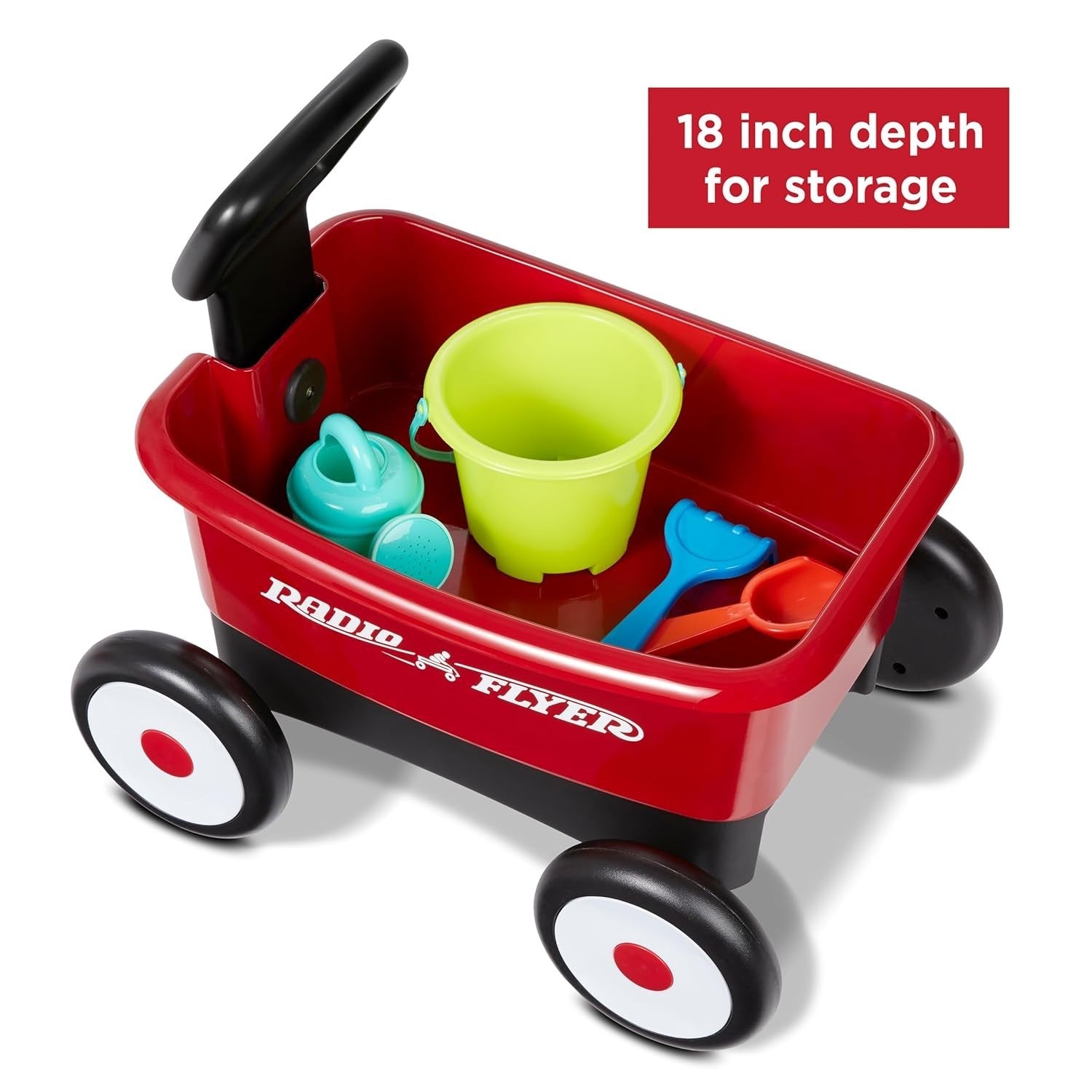 Toddler Push Pull Walker Wagon 2-in-1 with Garden Tools Storage Box Red Ages 1–4