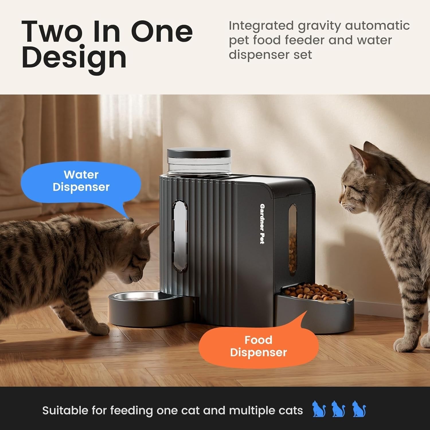 2 in 1 Automatic Pet Feeder Water Dispenser 3L BPA Free Cat Dog Bowl