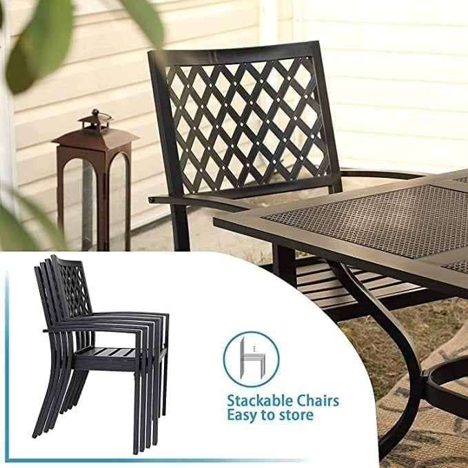 4 Metal Patio Dining Chairs Stackable Garden Bistro Outdoor Deck Set