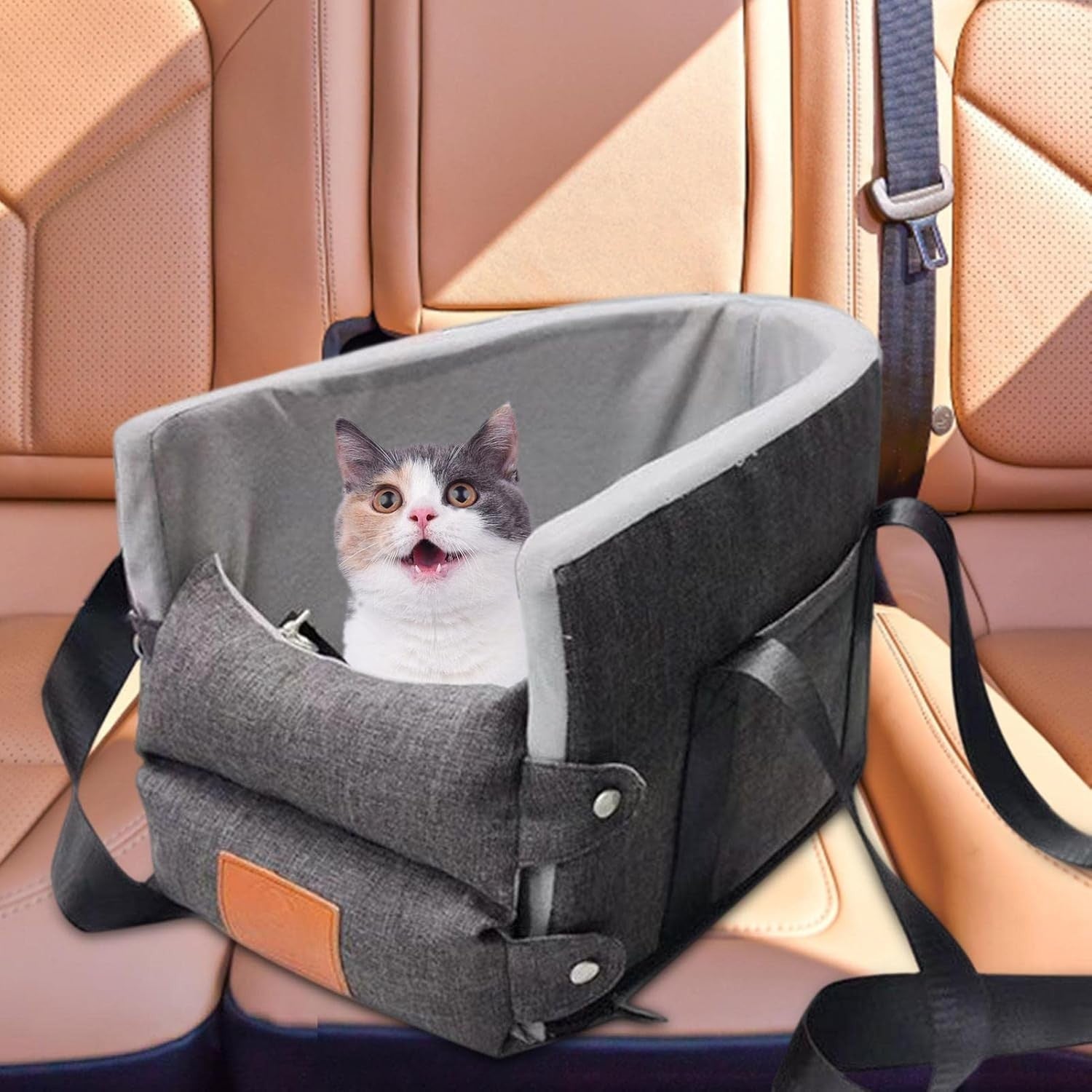 Center Console Dog Car Seat Booster Bed Pet Carrier Small Dogs Cats