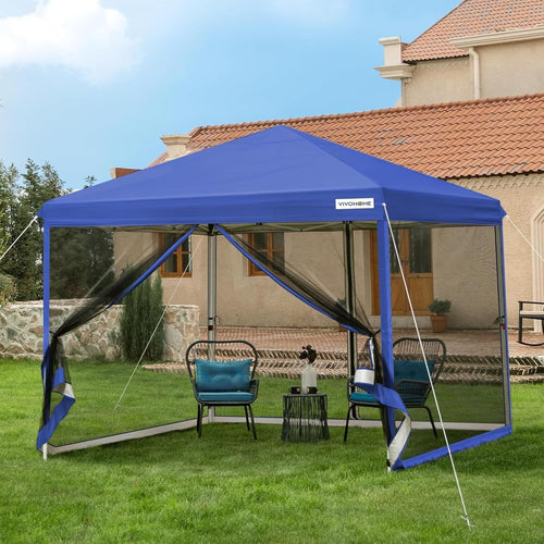 3x3M Blue Pop Up Gazebo With Mosquito Net Waterproof Outdoor Tent