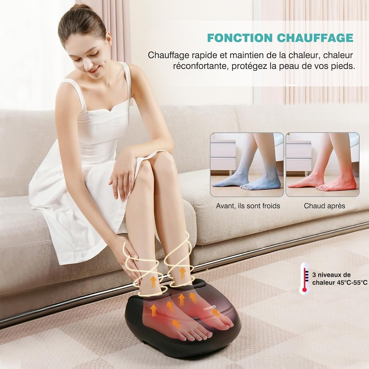 Electric Shiatsu Foot Massager w/ Heat, Kneading & Air Compression