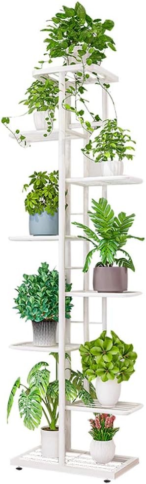 8 Tier White Metal Plant Stand Indoor Outdoor Tall Flower Pot Display Rack