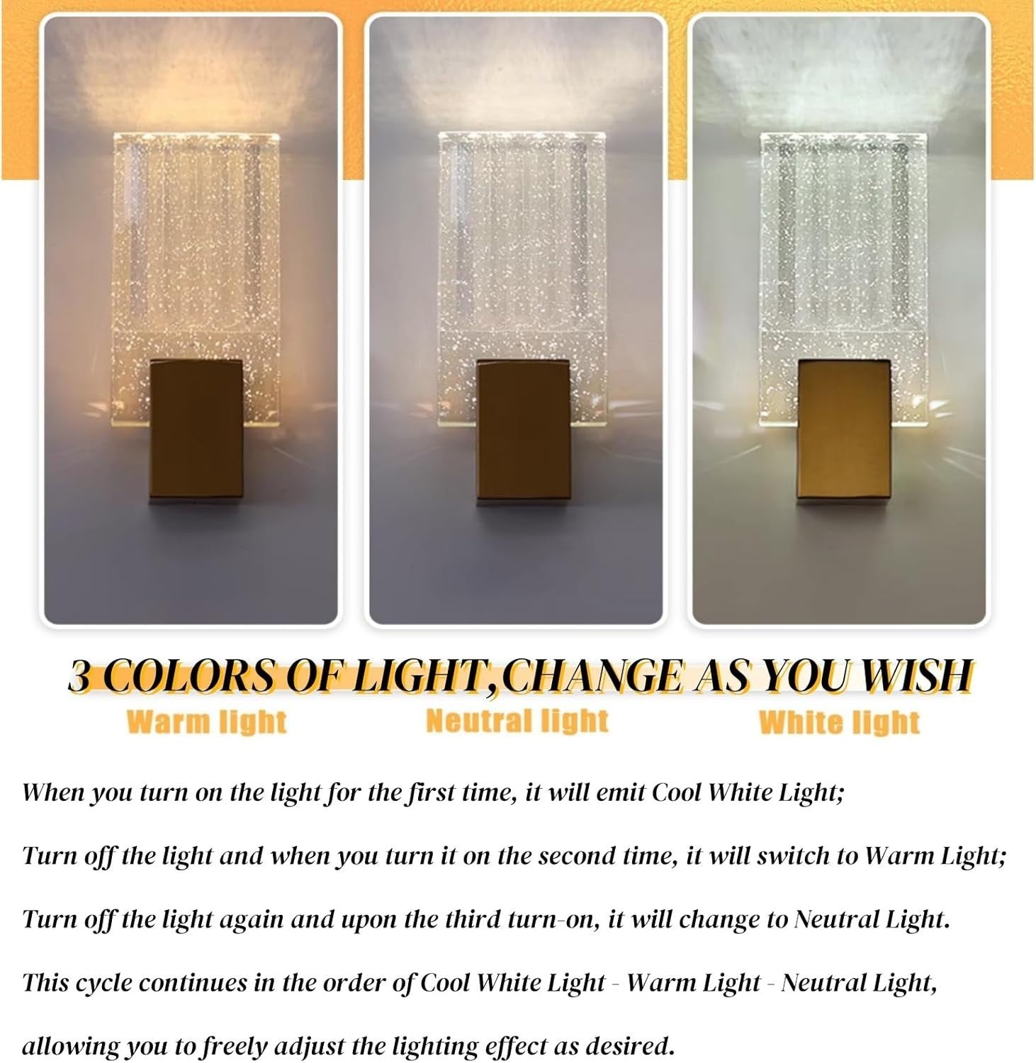 Gold Crystal LED Wall Sconce Modern Nordic Light for Bedroom Hallway