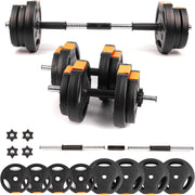 2-in-1 Adjustable Dumbbell Barbell Set Up to 15kg Home Gym Strength Weights
