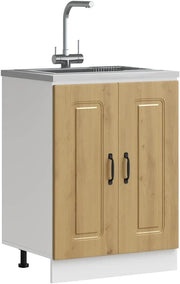 Natural Oak Bathroom Vanity Cabinet 60cm Under Sink Storage Unit  Double