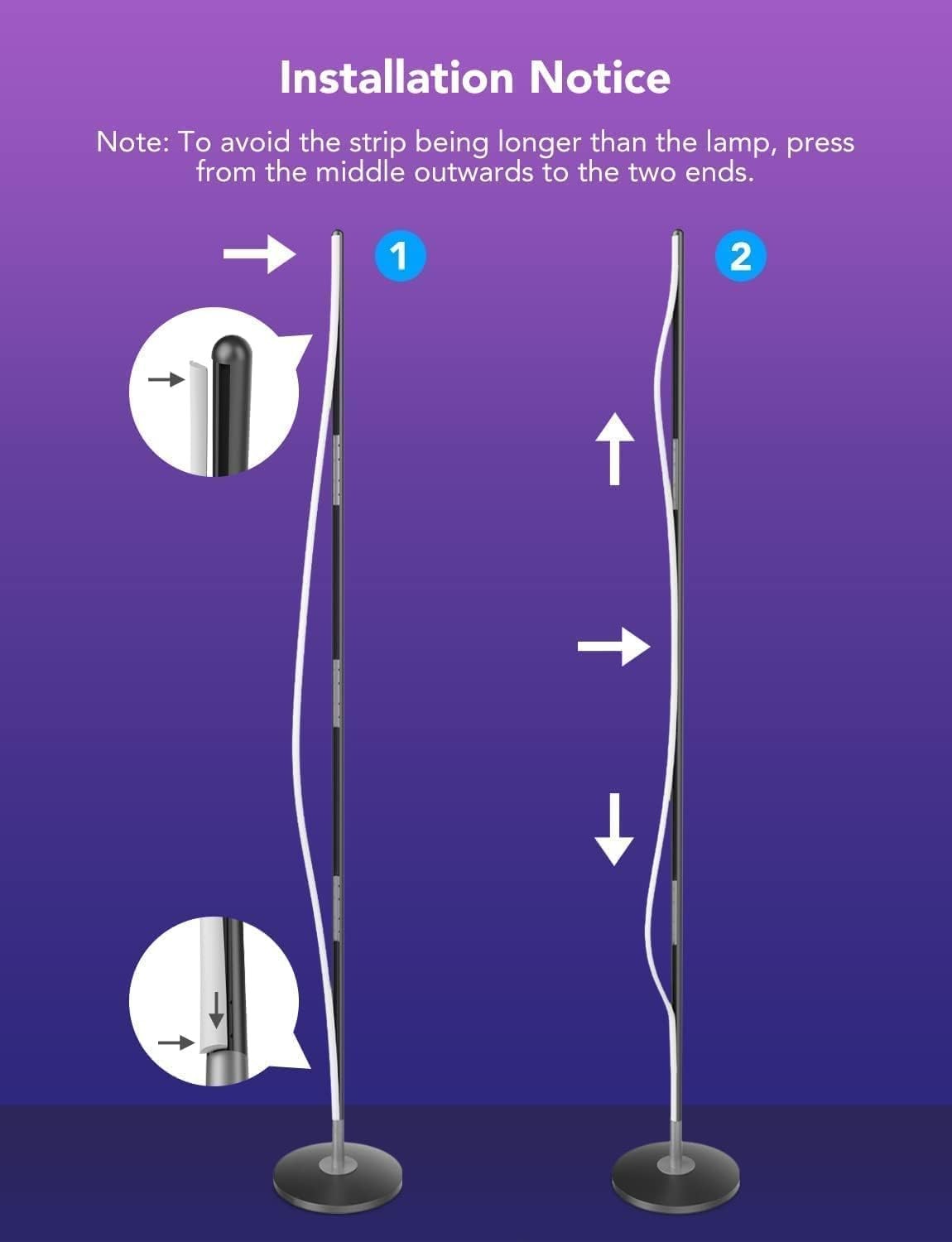 Smart RGB LED Corner Floor Lamp Music Sync App Control Modern Standing