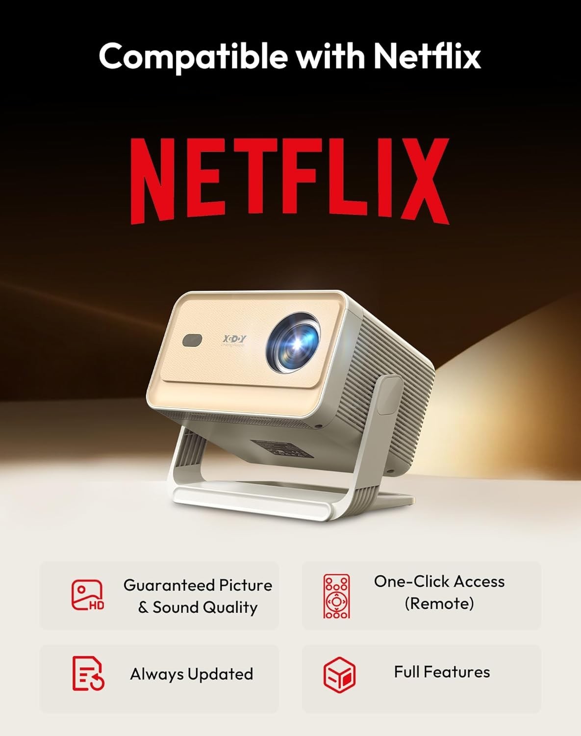 700ANSI 1080P Smart Projector Netflix WiFi6 Bluetooth Auto Keystone