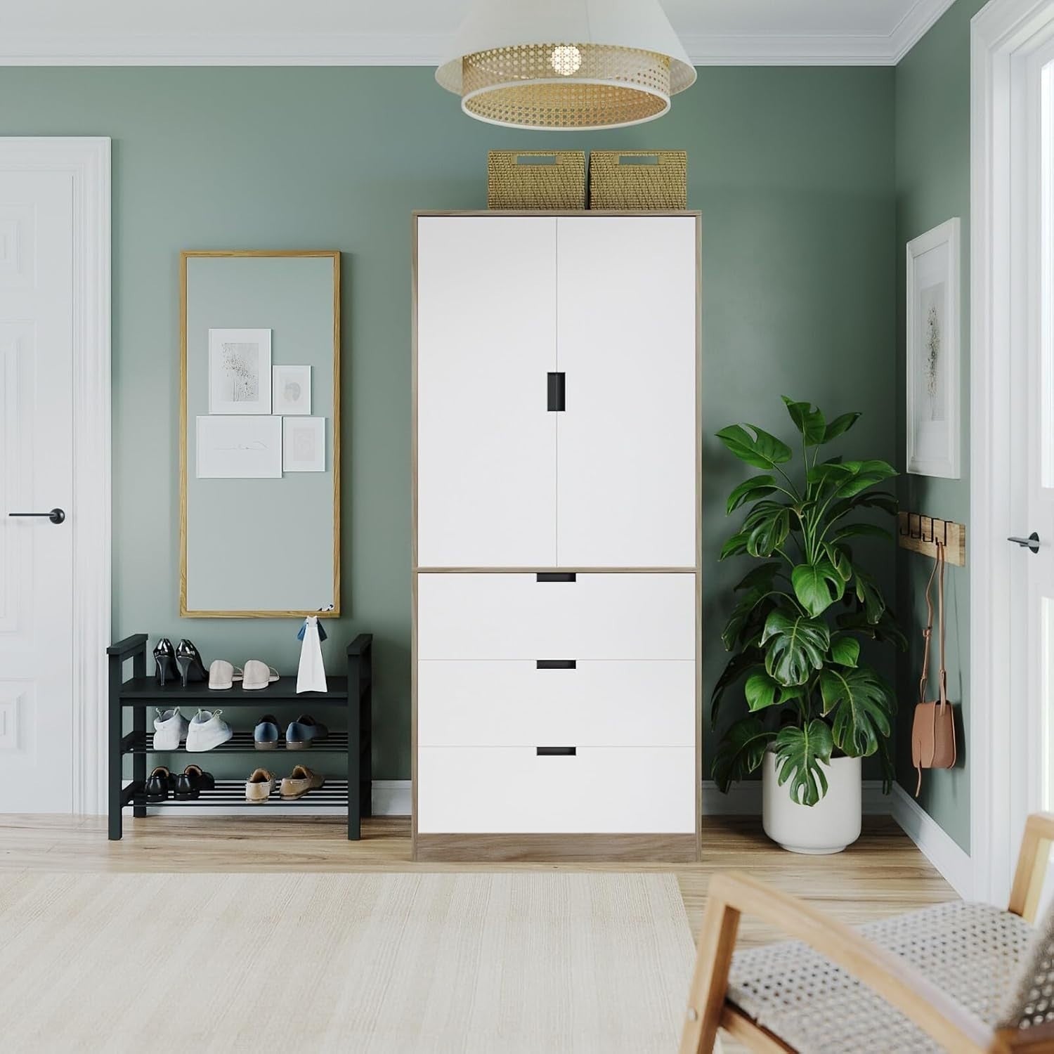 White 2 Door Wardrobe with Rail & 3 Drawers | Modern 180cm Bedroom Unit