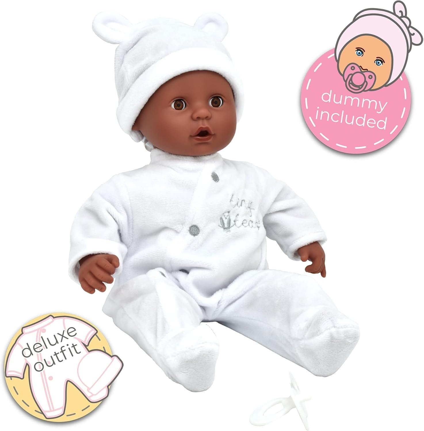 Soft Baby Doll 38cm Sleeping Eyes Cuddly Toddler Toy with Dummy