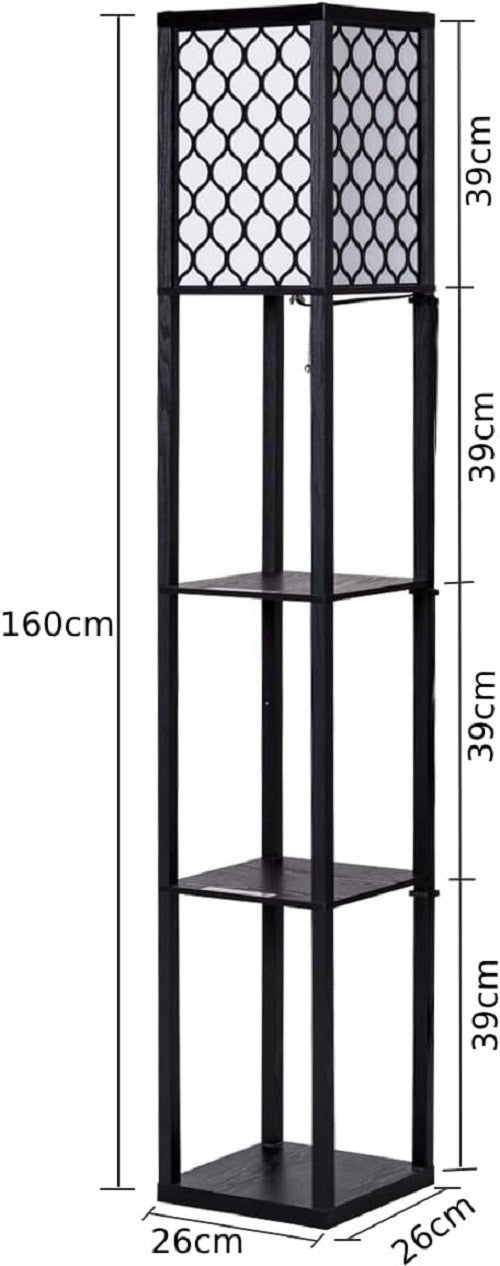 Floor Lamp with Shelves Storage Standing Light Pattern Shade Reading Lamp
