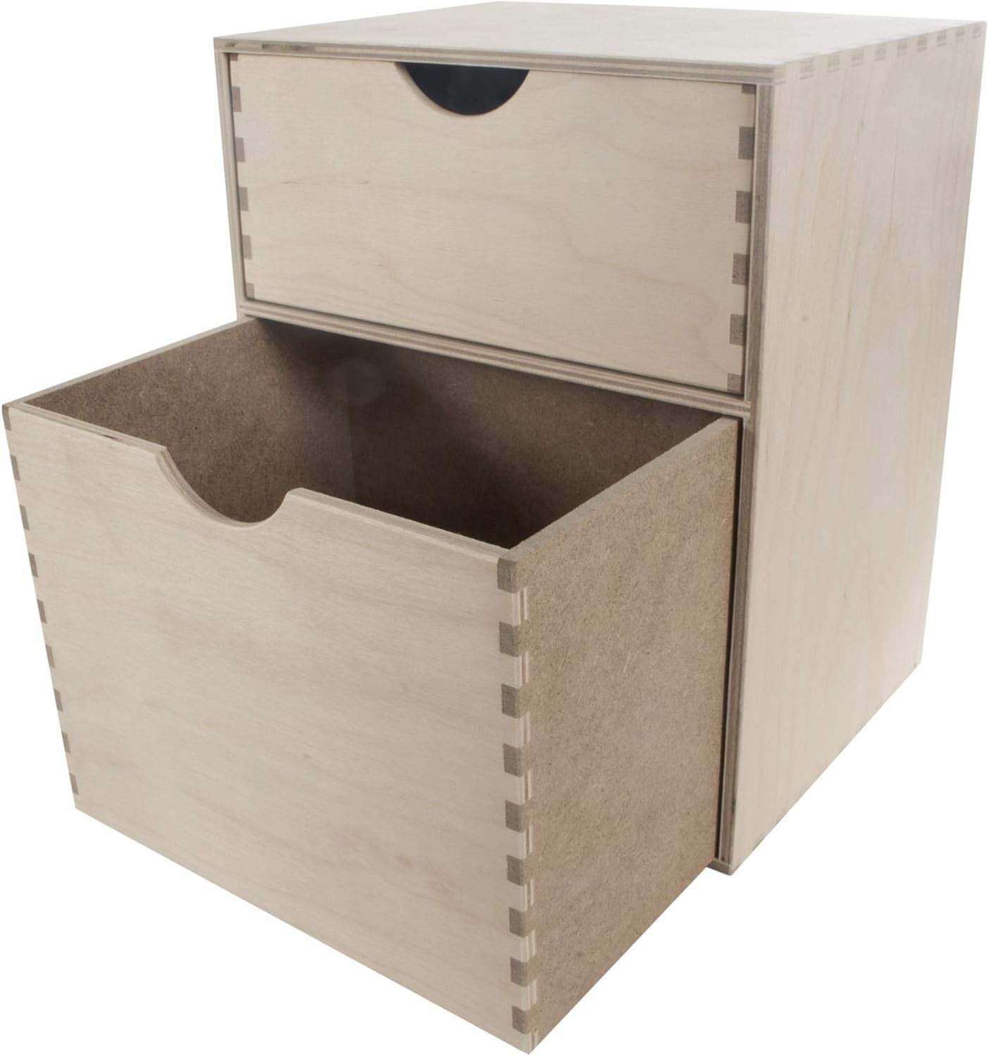 Wooden Desk Organiser 2-Drawer Mini Chest Birchwood Storage Cabinet 31cm