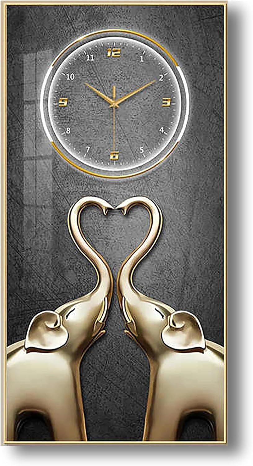 Luxury Elephant Wall Clock 70x140cm Silent Quartz Modern Home Decor