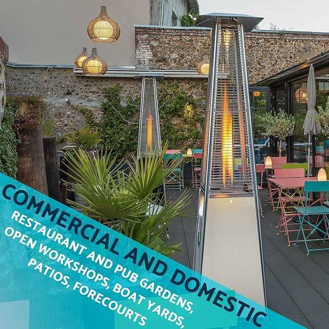Outdoor Gas Pyramid Patio Heater 13kW Real Flame Adjustable Heat & Cover