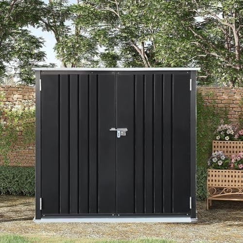 Metal Garden Storage Shed 6.5x4.7FT Outdoor Pent Roof Bike & Tool Organizer