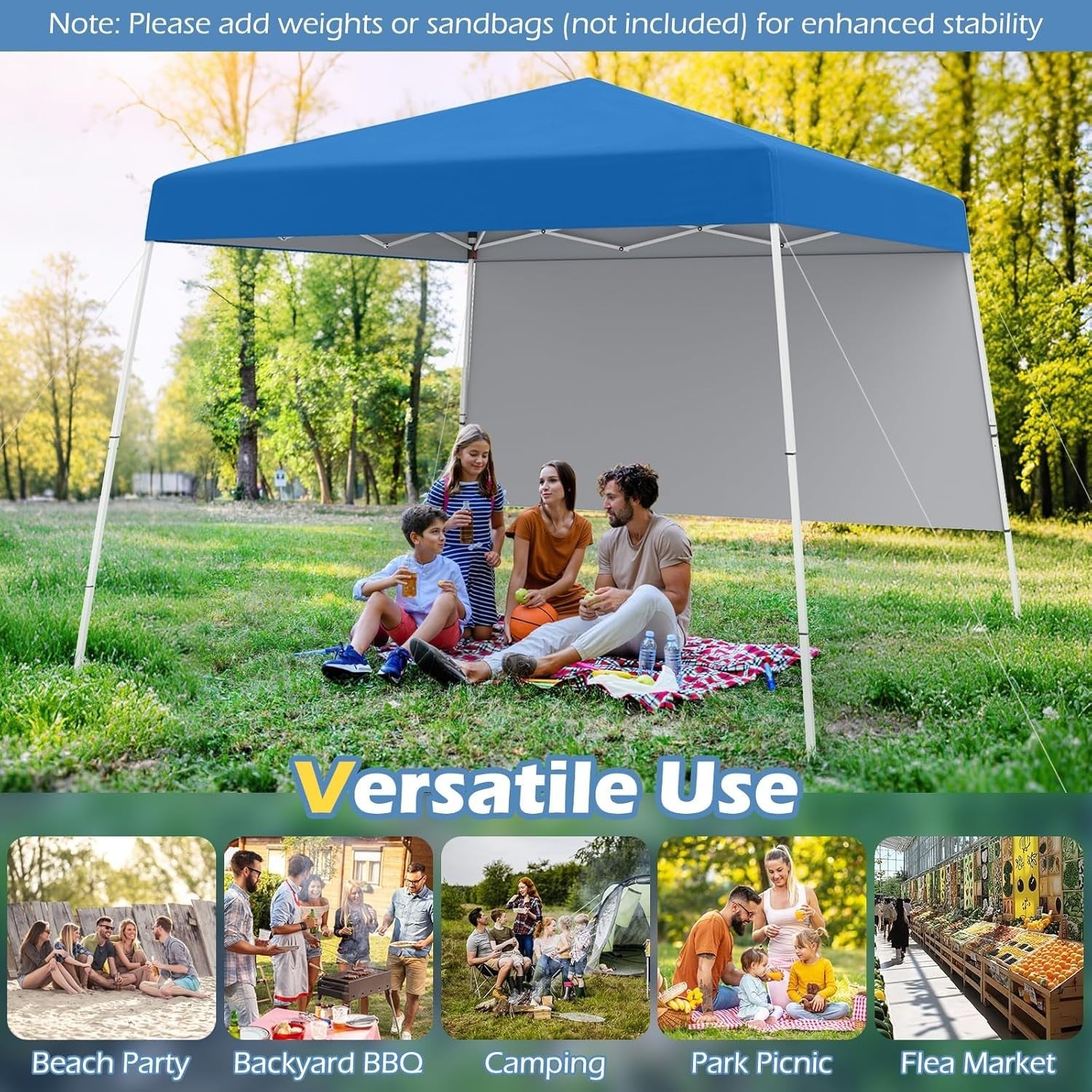 3x3M Blue Pop-Up Gazebo Canopy UPF50+ Sunshade Outdoor Party Tent