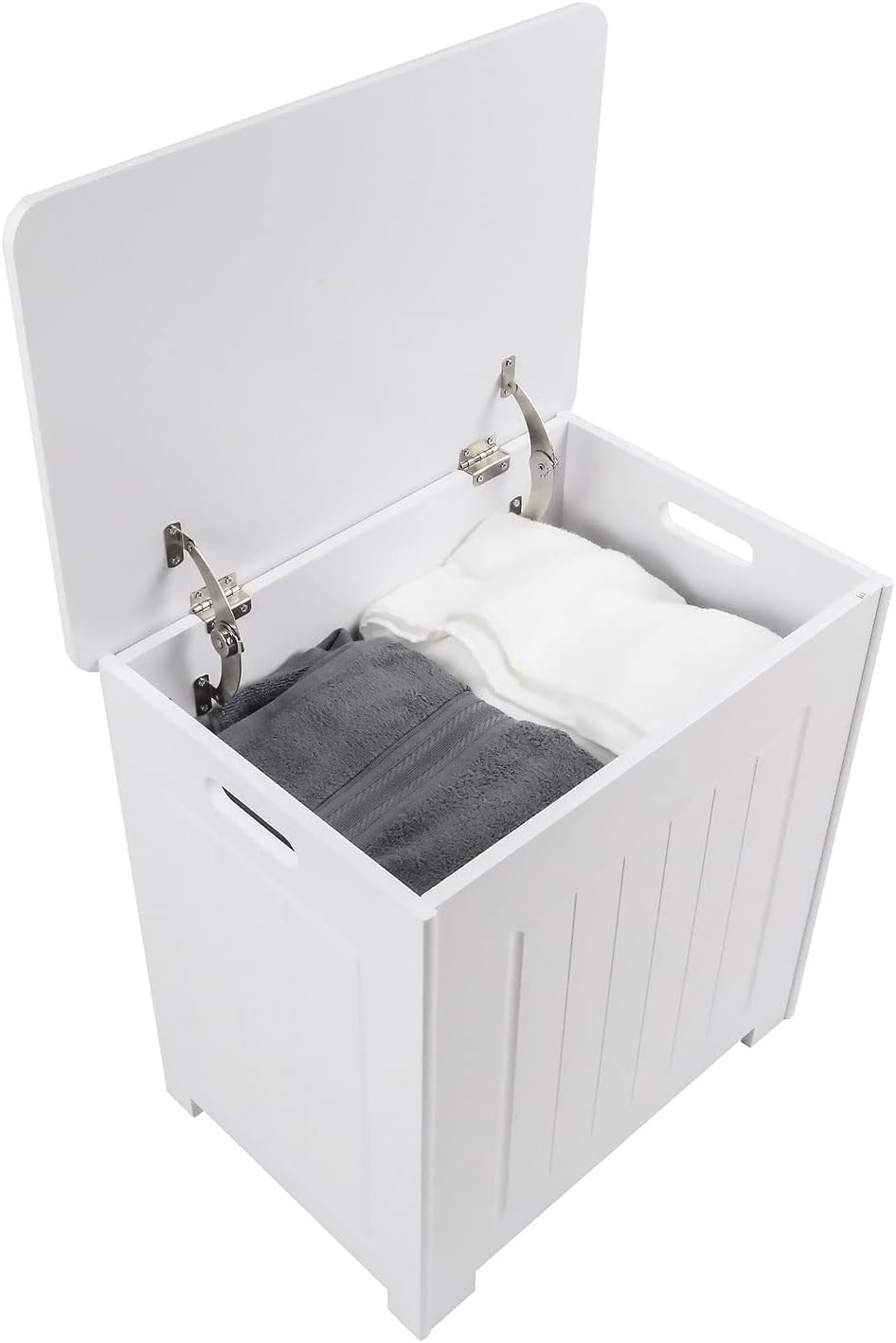 Bathroom Laundry Cabinet Wooden Storage Chest Bin Unit Compact White