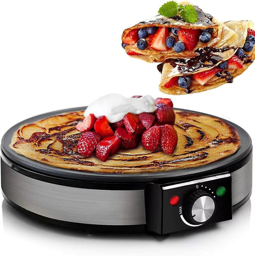1200W Electric Crepe & Pancake Maker 30cm Non-Stick Adjustable Temp