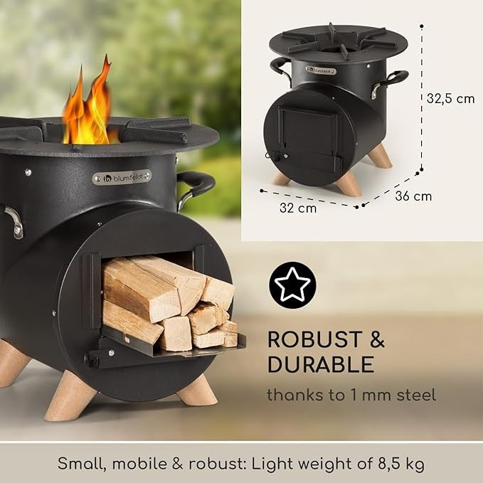 Outdoor Fire Pit with Grill Portable Wood Burning Bowl | Warmth & BBQ Cooking