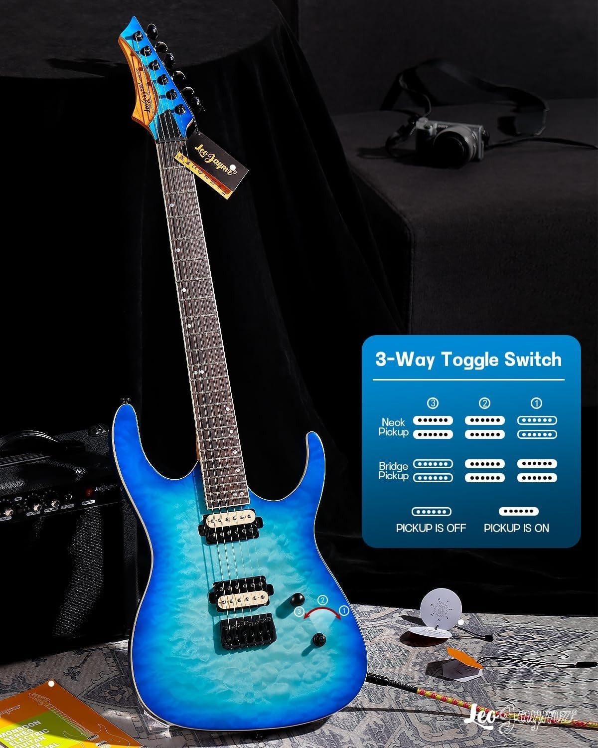 Electric Guitar HH Pickups Locking Tuners Maple Neck Blue Burst
