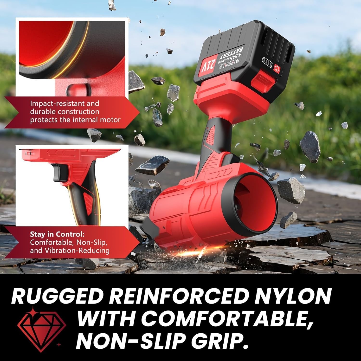 Cordless Leaf Blower 21V Dual Batteries Brushless High Power 685CFM