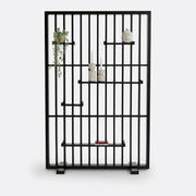 Black Solid Pine Room Divider Shelf – Modern Open Slatted Storage Unit