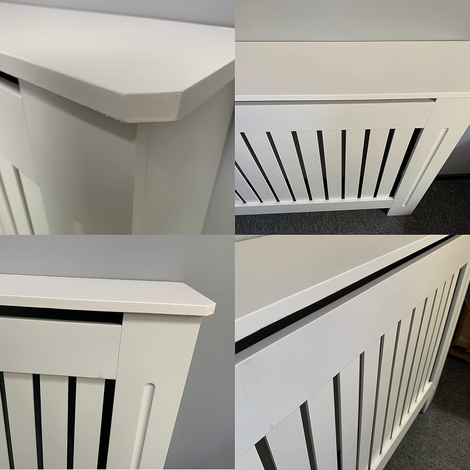 Modern Radiator Cover Cabinet White Slat MDF Medium Heater Shelf Unit