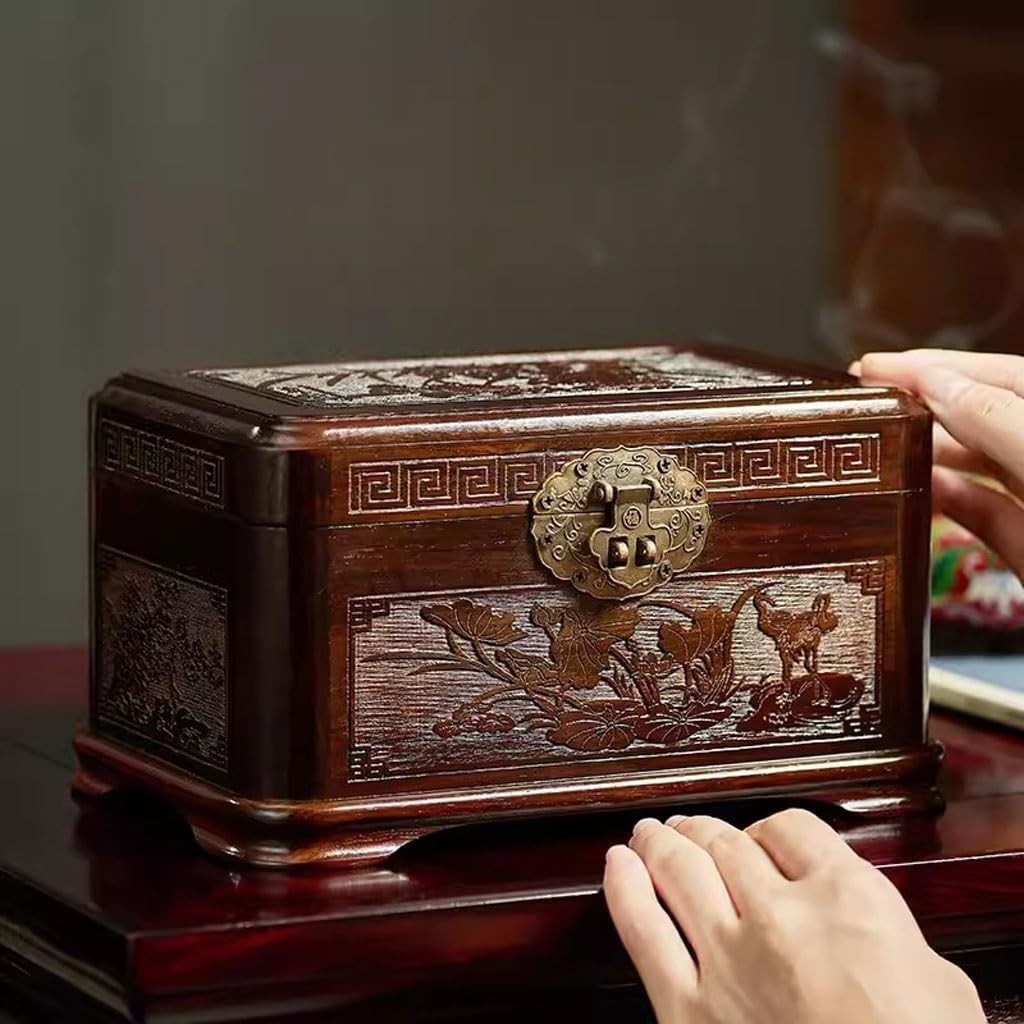 Lockable Solid Wood Jewelry Box Chinese Style Organizer Storage Case