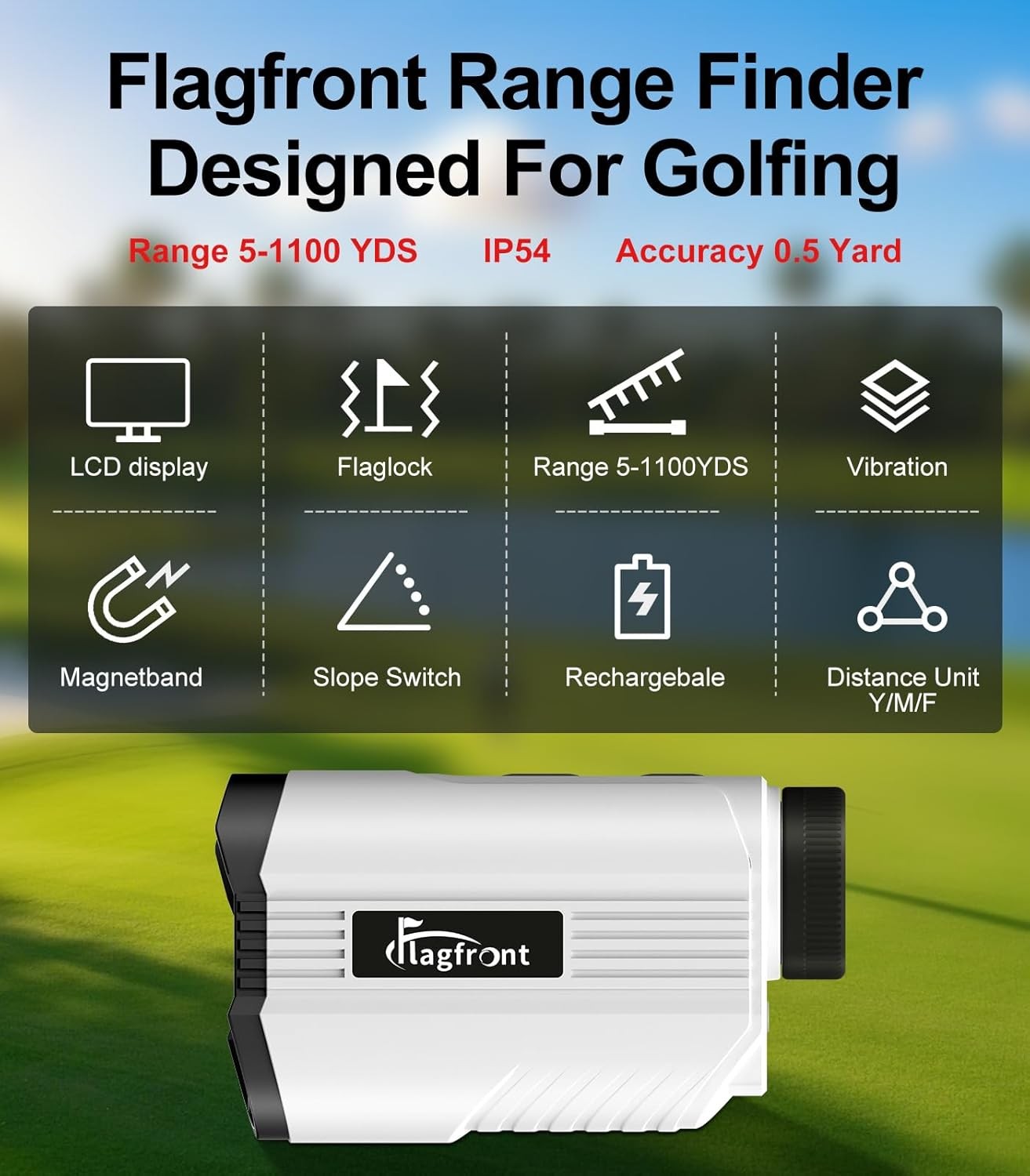 Golf Range Finder 1100 Yards Slope Flag Lock Vibration 6X Magnification