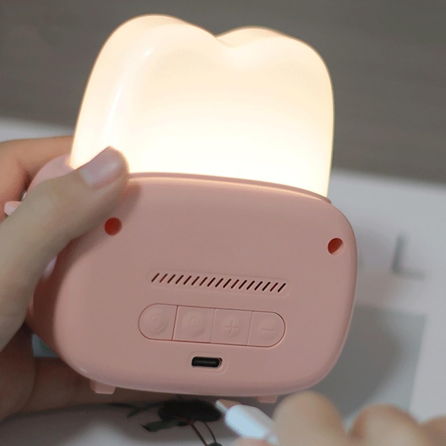 Cute Digital Alarm Clock Night Light USB Rechargeable Kids Bedside Clock