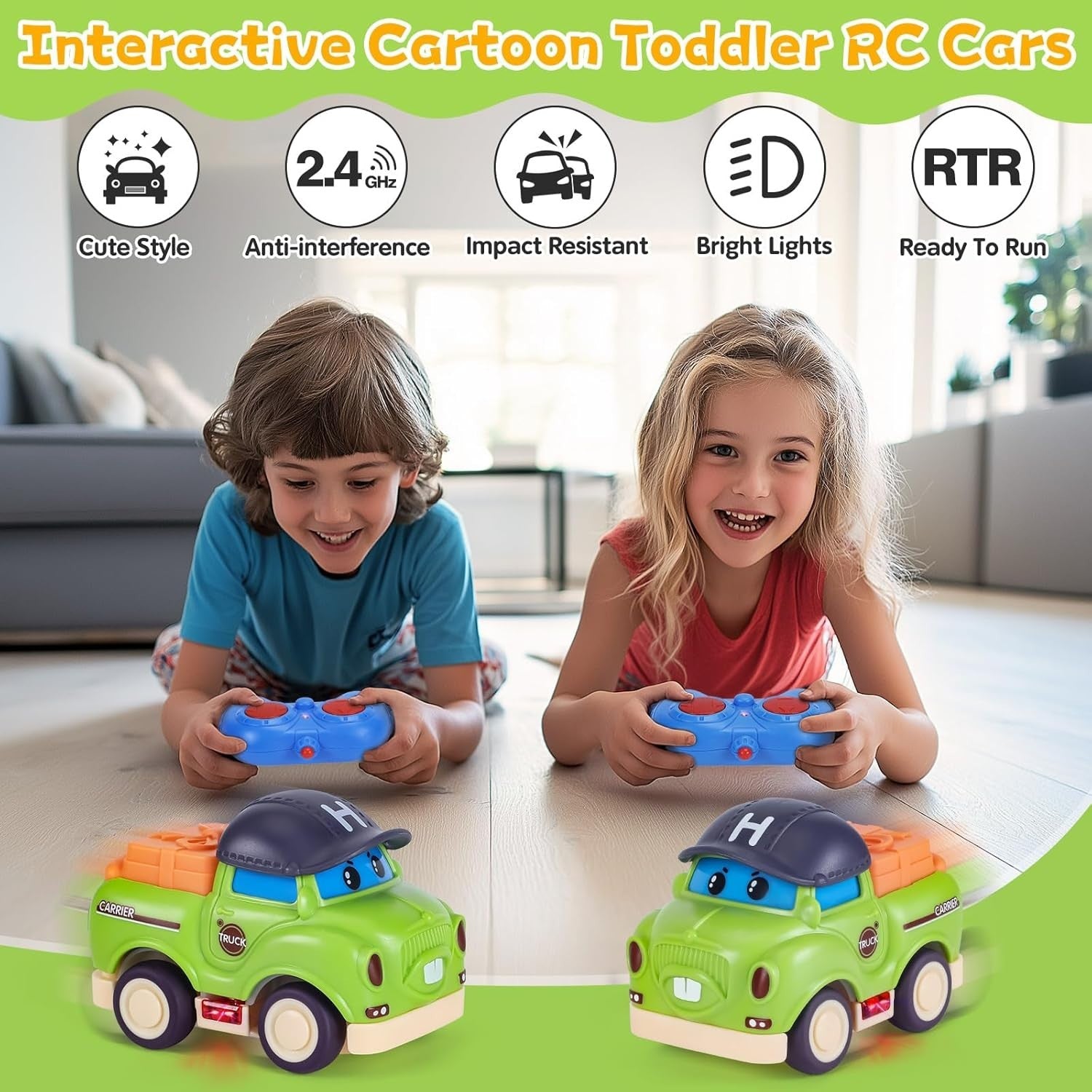 Cartoon RC Car 2.4GHz Remote Control Toy for Toddlers Boys Girls Age 1–3