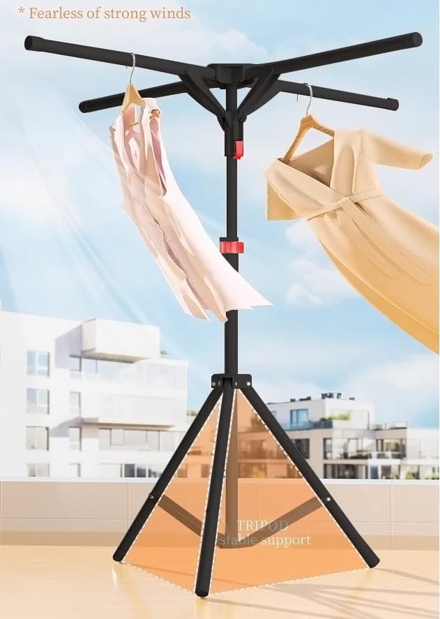 Adjustable Clothes Airer Stand Foldable Laundry Drying Rack Indoor Outdoor