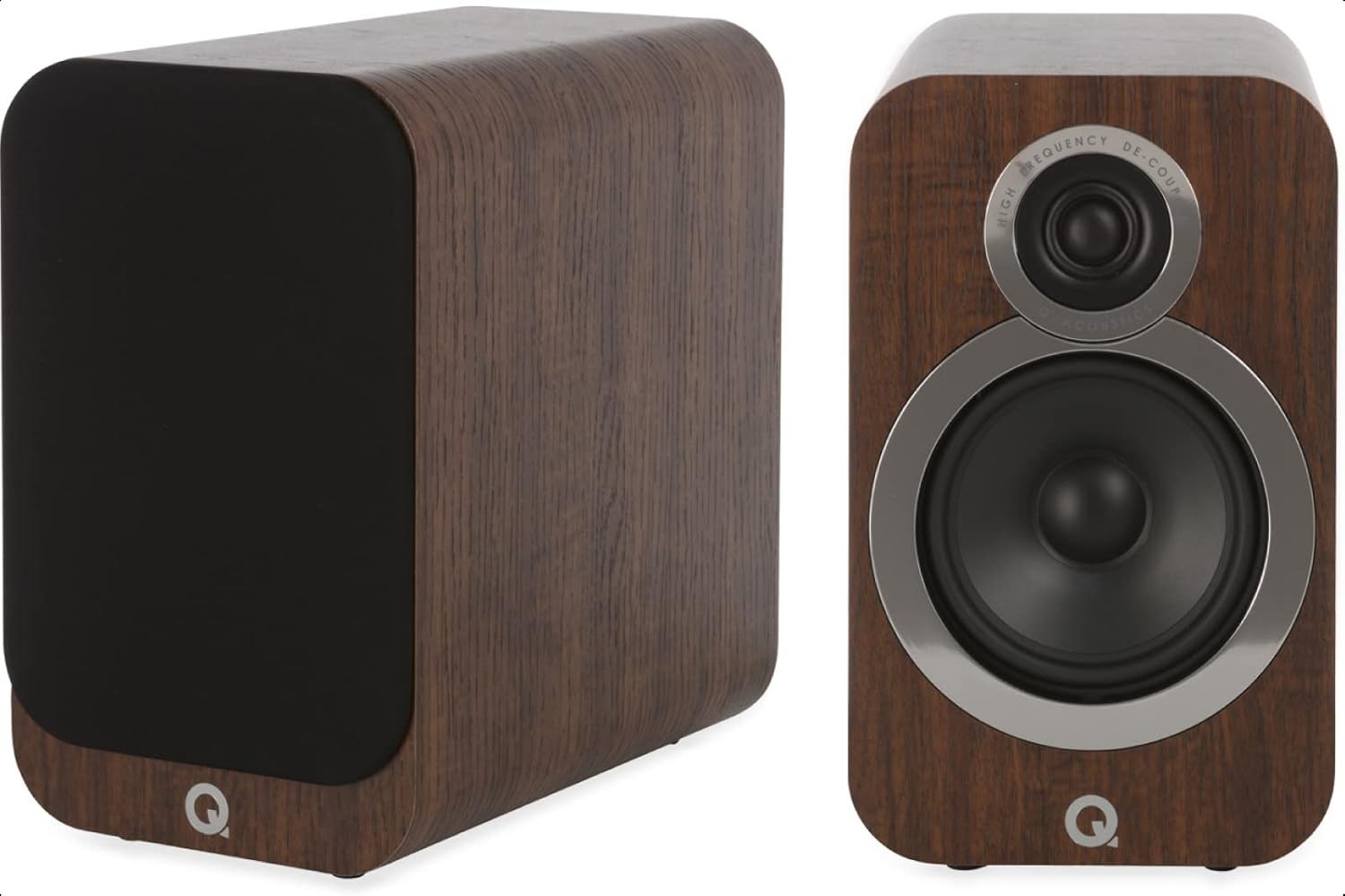 HiFi Bookshelf Speakers Pair | 125W Stereo 2-Way | Deep Bass English Walnut
