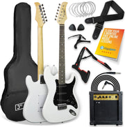 Electric Guitar Full Size 4/4 Starter Kit Amp Cable Bag White