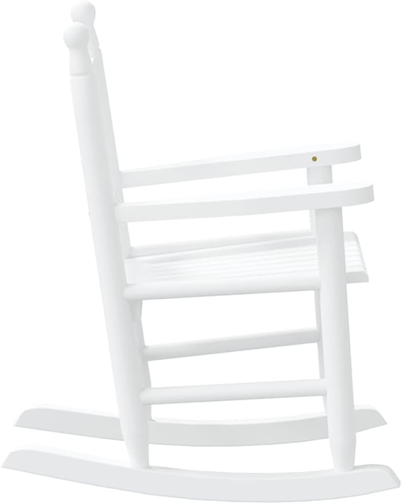 Kids White Wooden Rocking Chair with Waterproof Finish & Safety Design