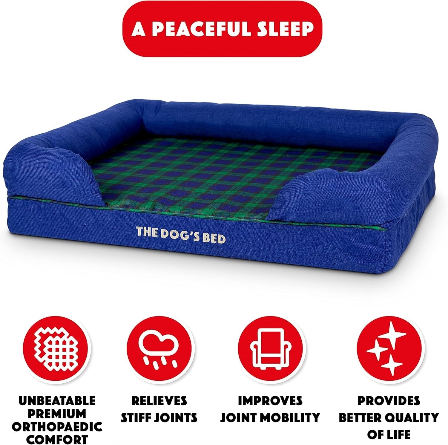 Orthopedic Memory Foam Dog Bed Large Washable Bolster 91x70cm