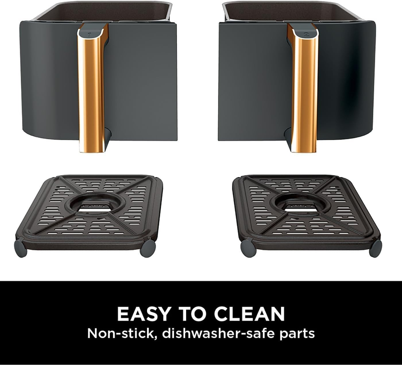 Dual Zone Air Fryer 9.5L 2 Drawer No Oil Max Crisp Roast Bake