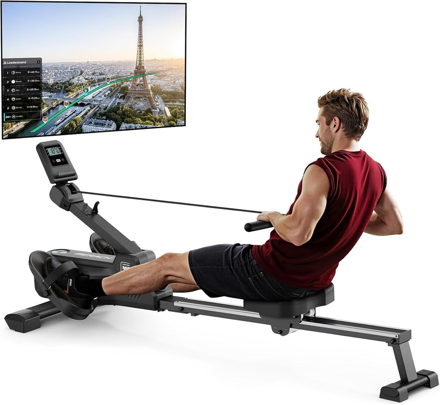 Foldable Magnetic Rowing Machine 16-Level Compact Quiet App Smart Home Rower