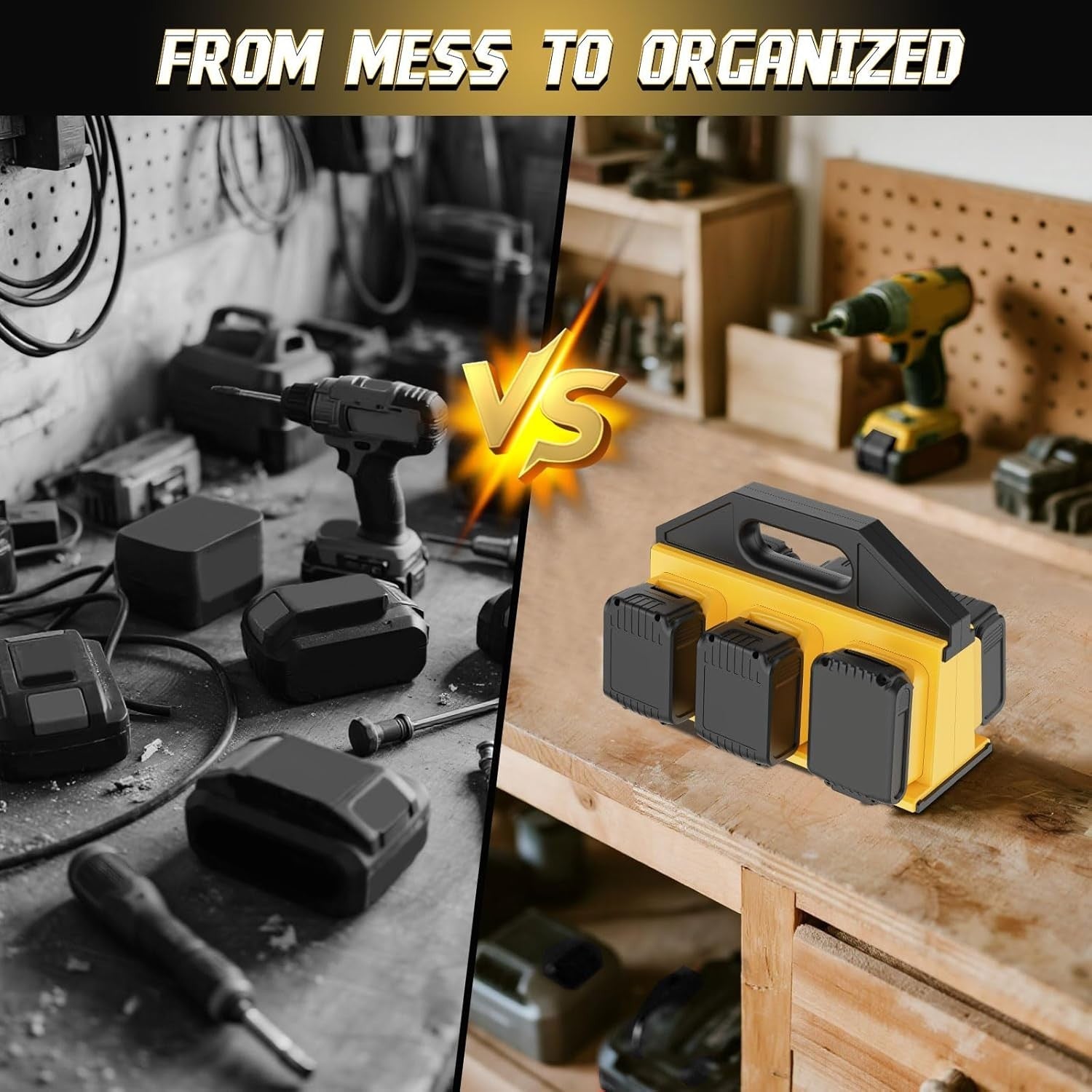 6 Slot Battery Carrying Holder Storage Rack Case for 18V 20V Tools