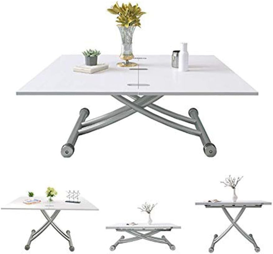 White Height Adjustable Multifunction Coffee & Dining Table, 100x57cm