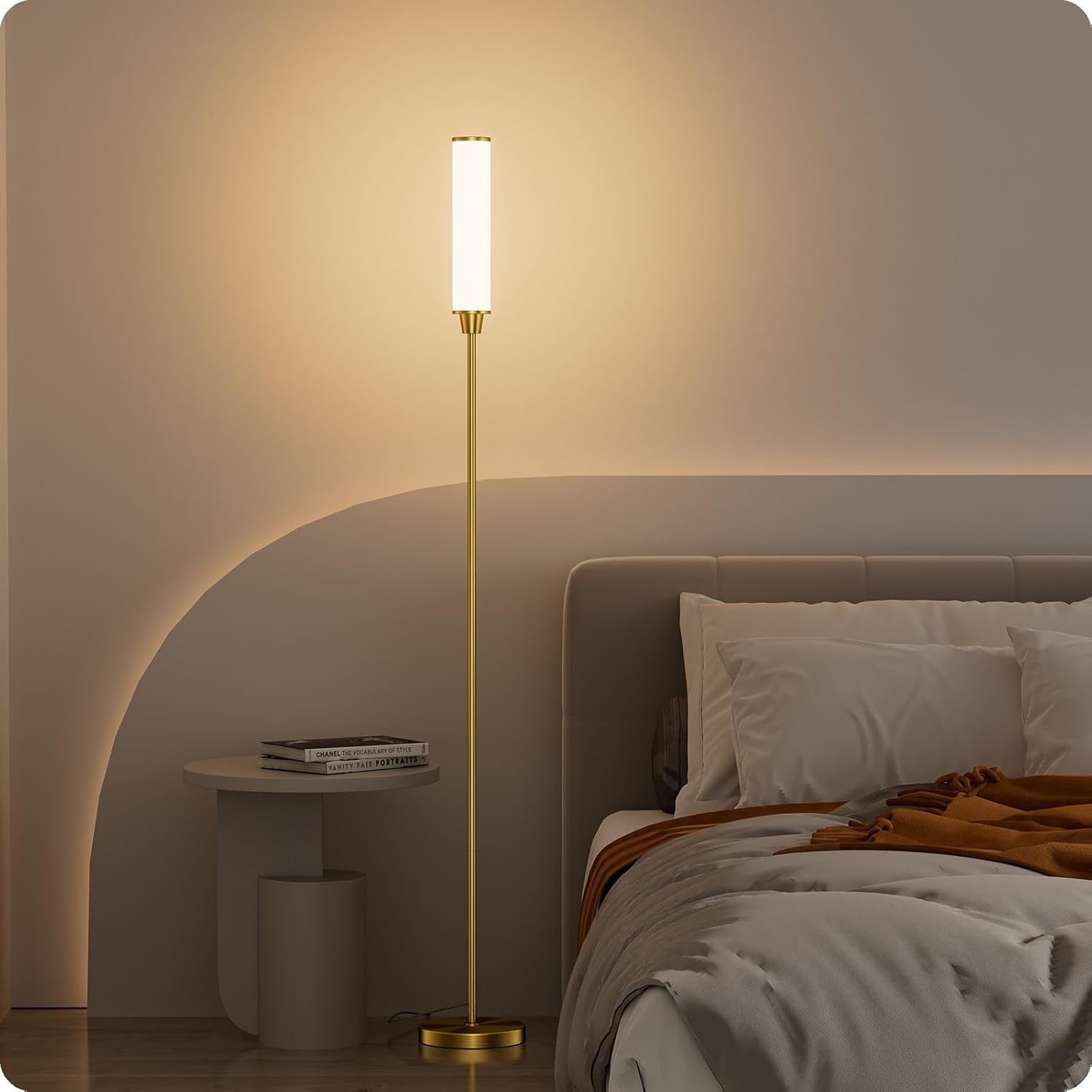 Dimmable LED Floor Lamp Remote Control Brass Gold Standing Corner Light