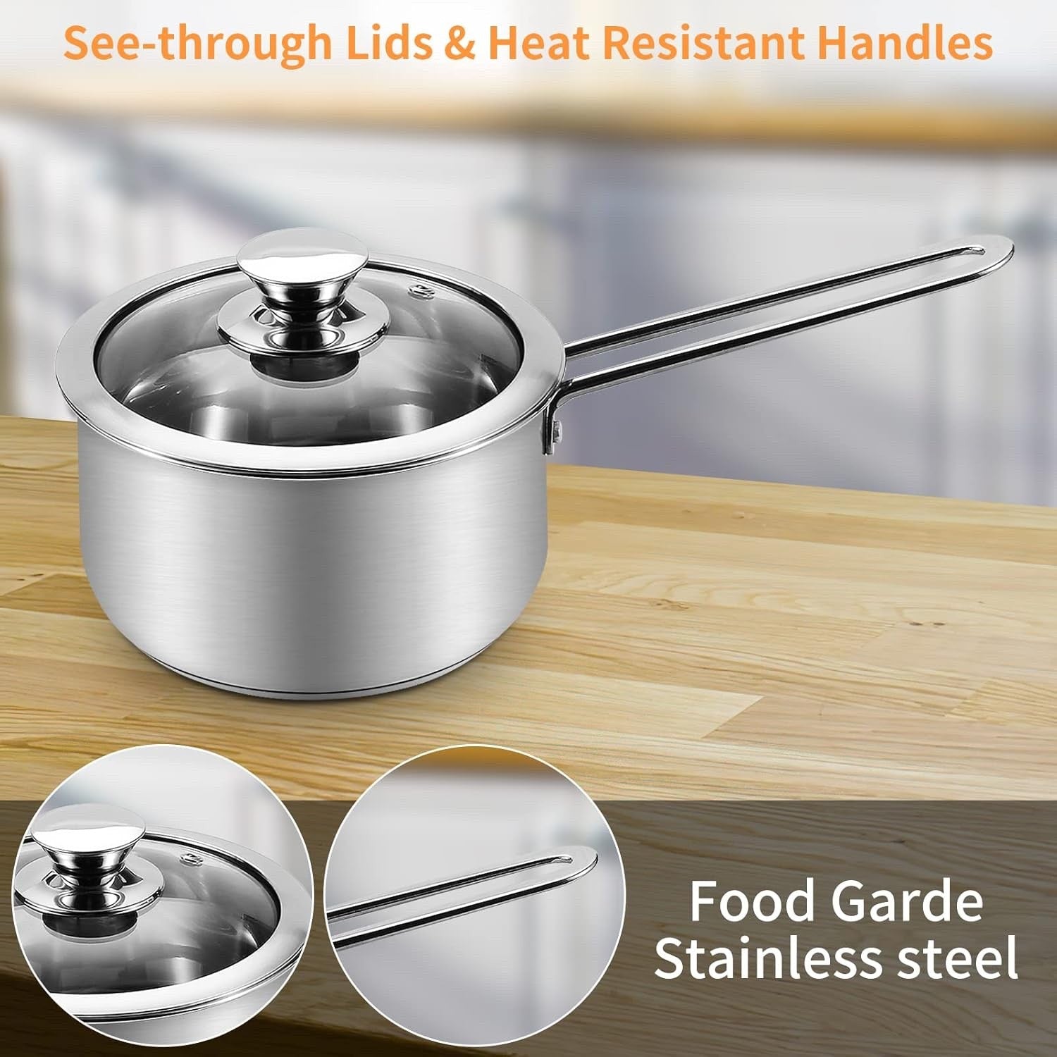 6pcs Stainless Steel Saucepan & Pot Set with Glass Lids – Induction Compatible