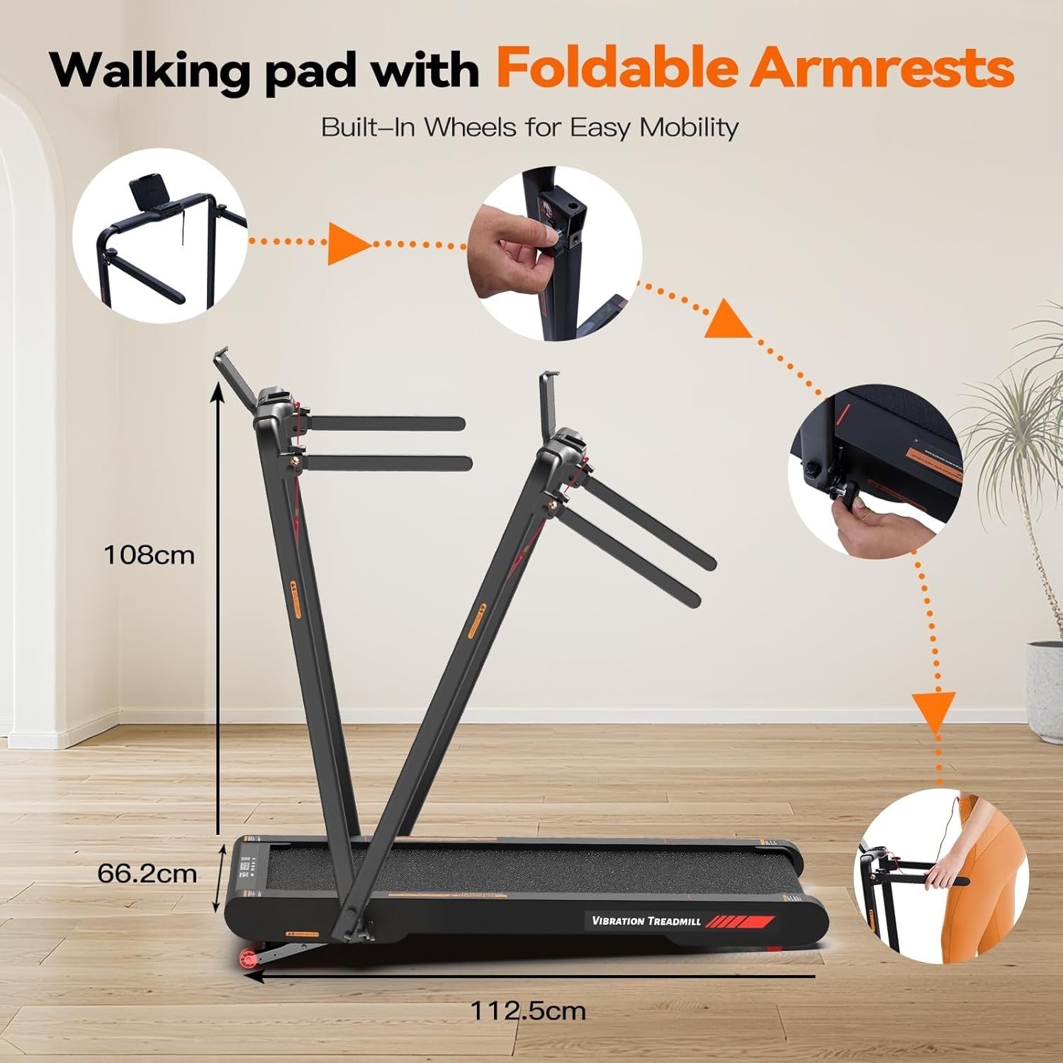 4-in-1 Under Desk Treadmill with 6% Incline & Vibration Modes