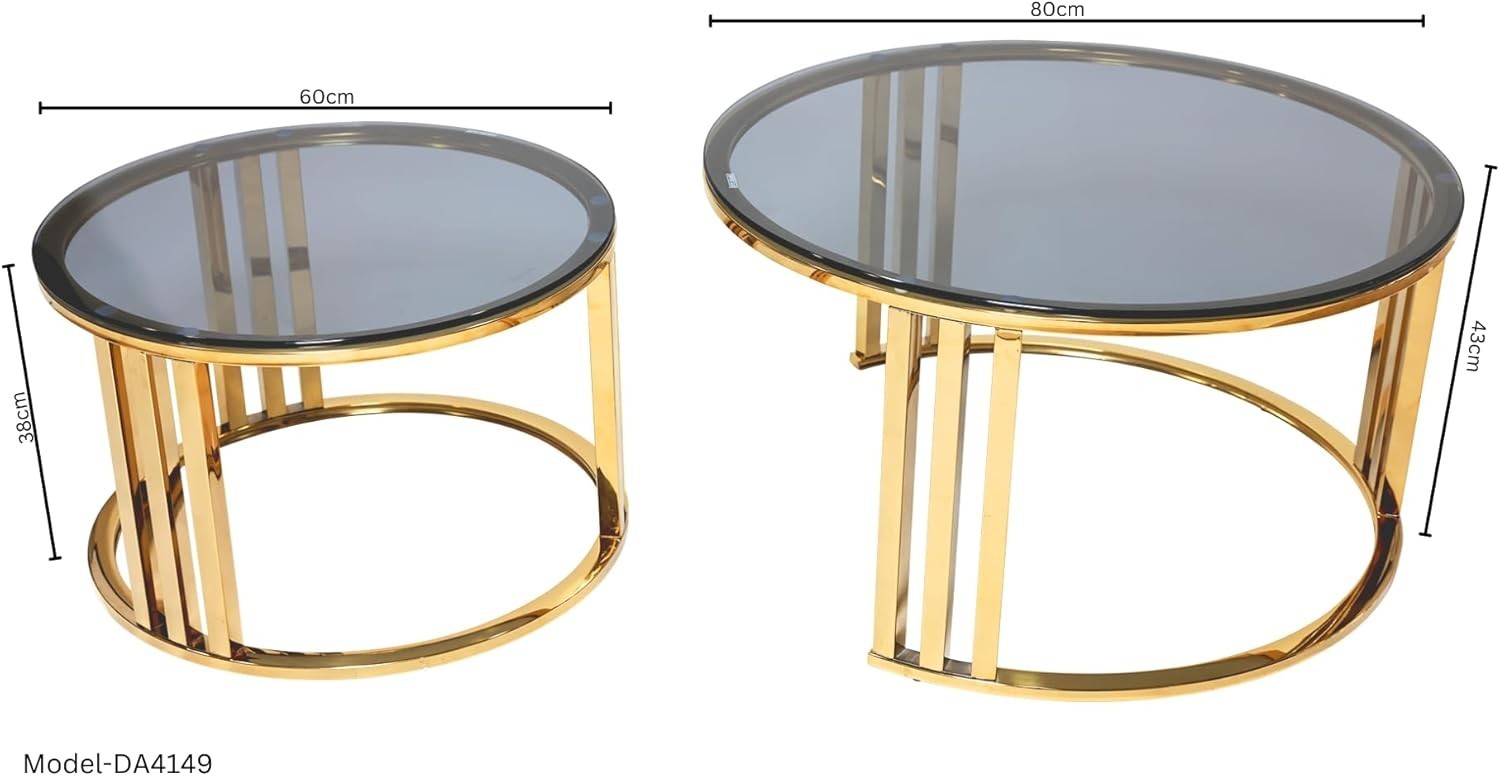 Round Glass Coffee Table Gold Metal Legs Modern Living Room Sofa Side Table