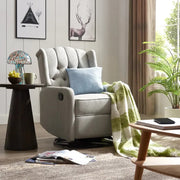 Grey Recliner Armchair Swivel Wing Back Lounge Chair with Footrest Seat