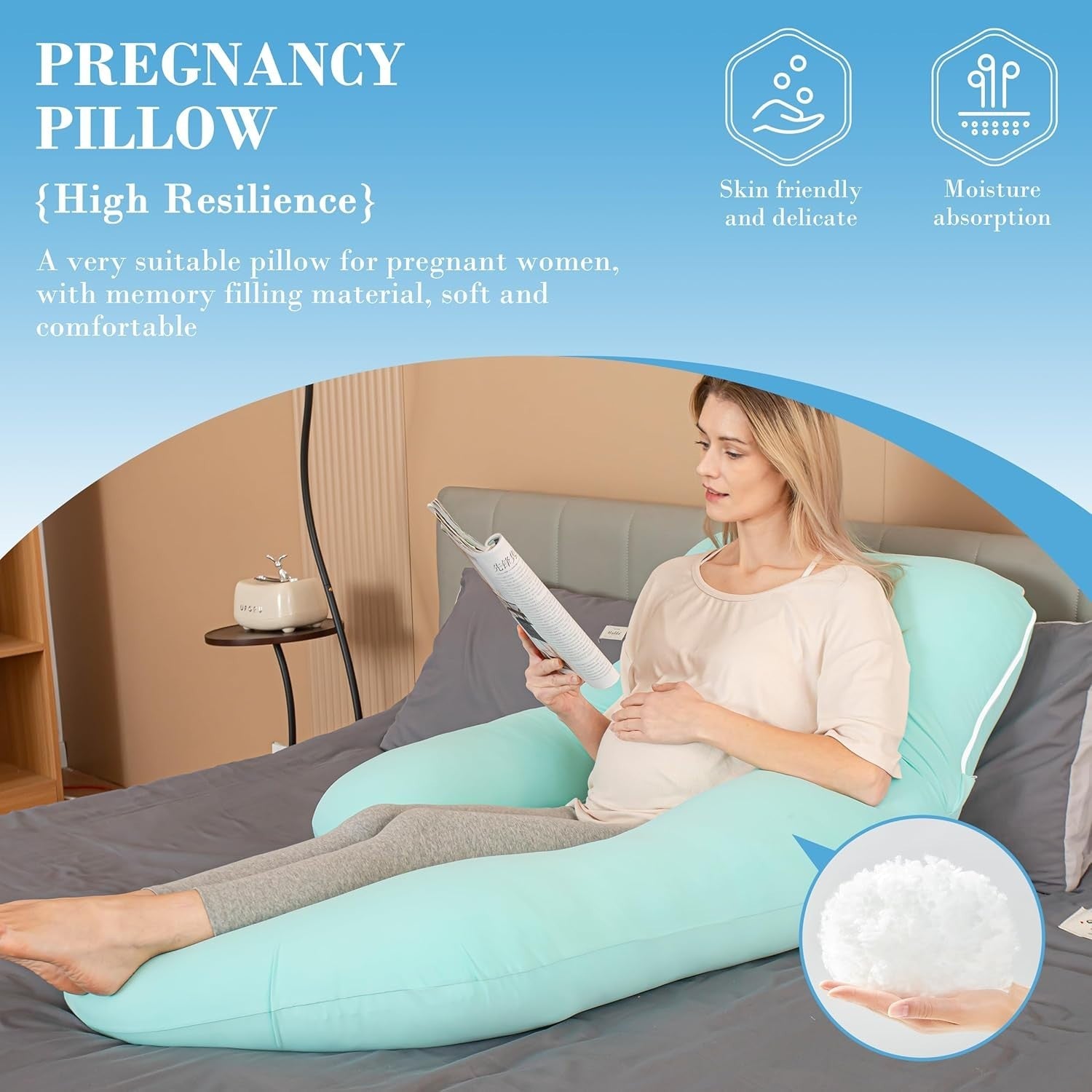 U Shape Pregnancy Pillow 57” Full Body Maternity Support Cooling