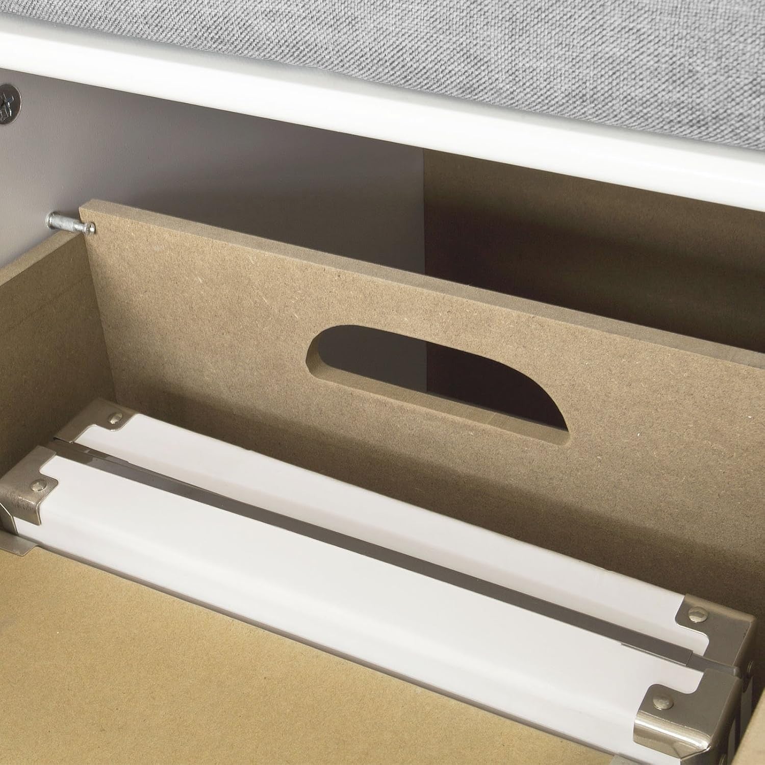 White Shoe Storage Bench with Seat Cushion | 3 Drawer Hallway Cabinet Unit