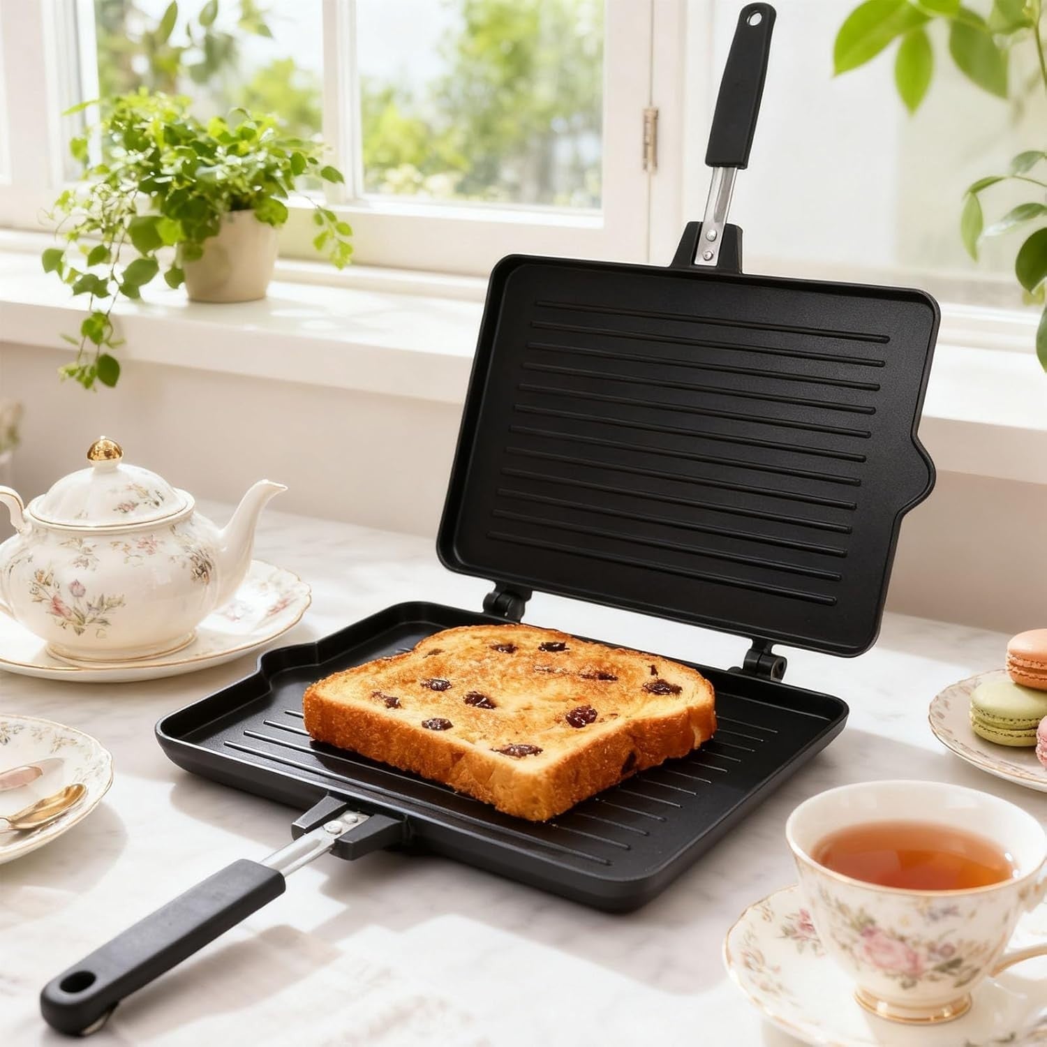 Double-Sided Stovetop Panini & Sandwich Maker Non-Stick Grill