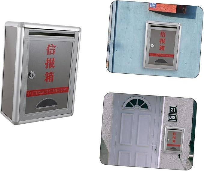 Lockable Wall Mount Mailbox Large A5 Capacity Durable Silver Post Box Outdoor