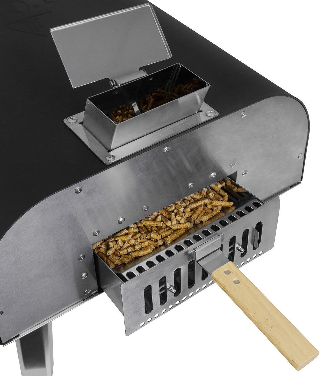 16" Outdoor Wood Fired Pizza Oven Black Stainless Steel BBQ Smoker Grill